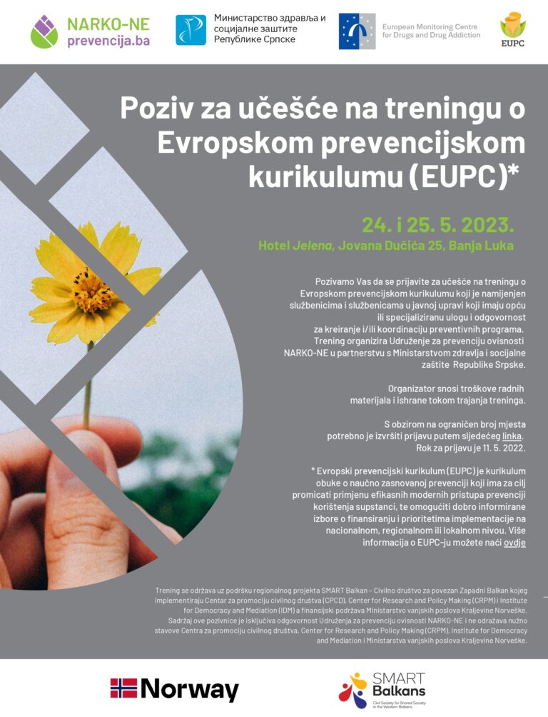 Banja Luka – Poziv za učešće na treningu o Evropskom prevencijskom kurikulumu