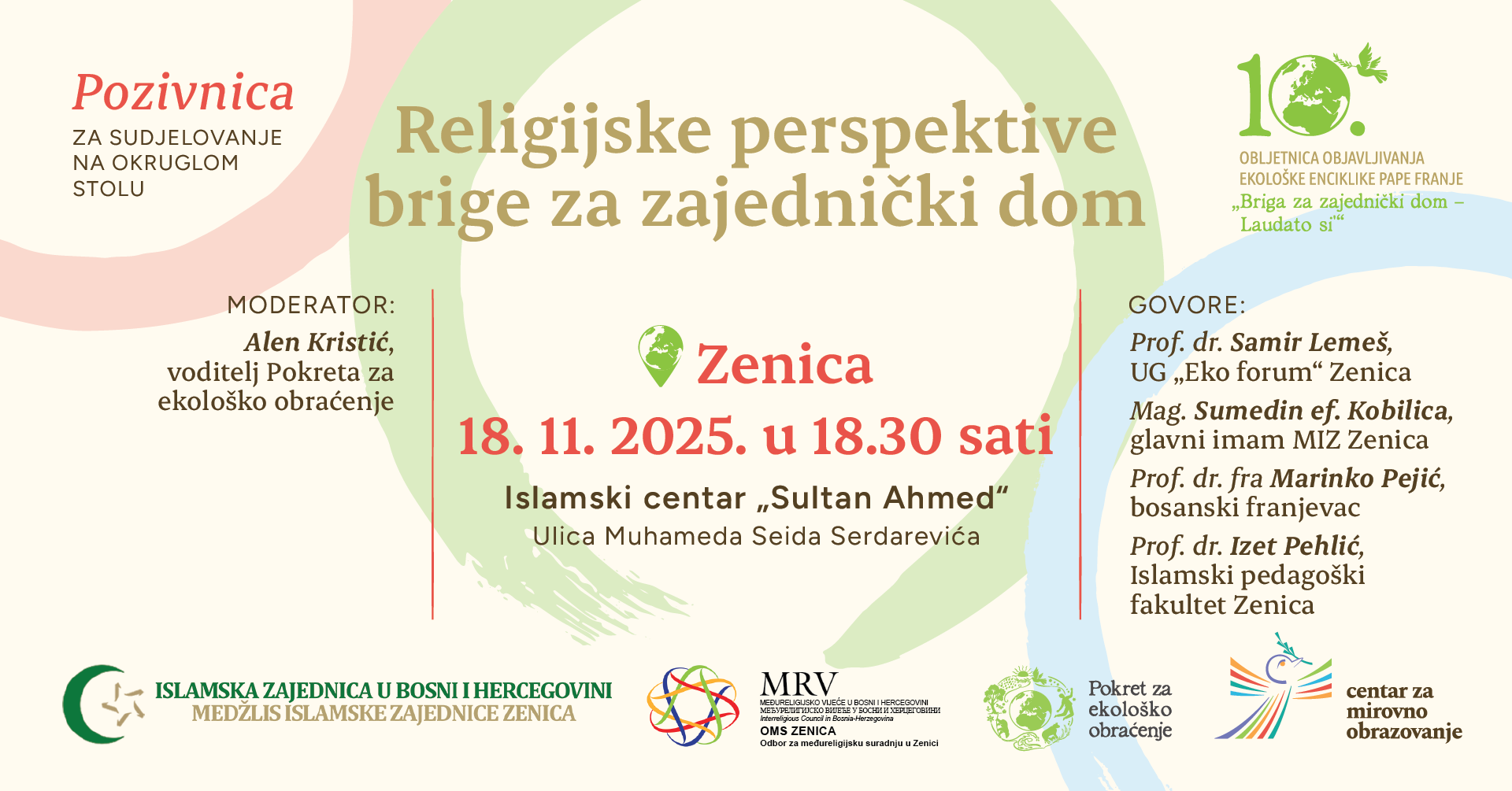 Najava okruglog stola „Religijske perspektive brige za zajednički dom“ u povodu 10. obljetnice enciklike pape Franje „Briga za zajednički dom – Laudato si’