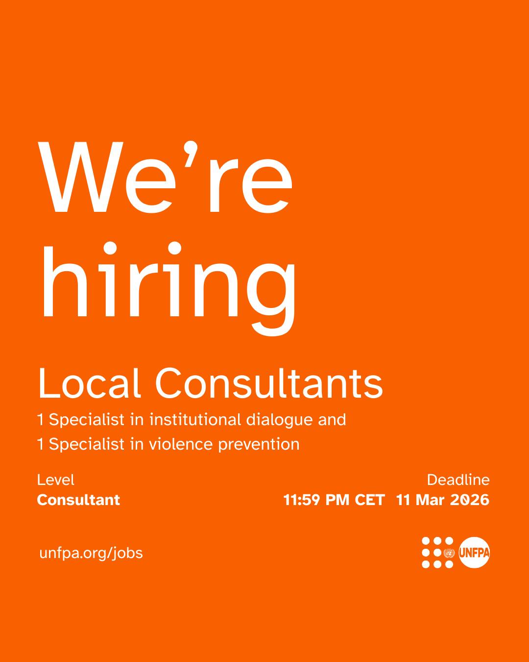 Now hiring: Local Consultants – Institutional Dialogue & Violence Prevention