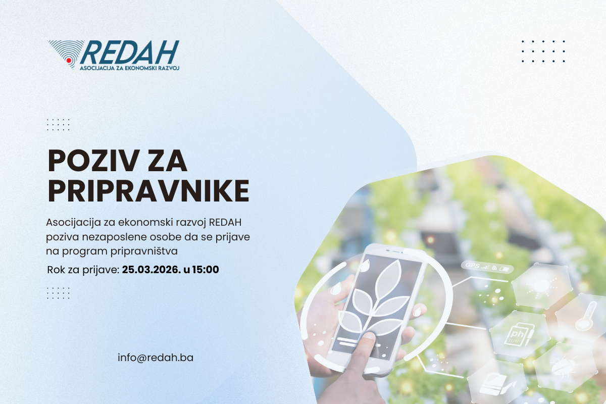 Prilika za prvo radno iskustvo kroz pripravnički angažman u REDAH-u