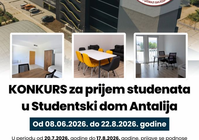 Studentski dom antalija – Otvoren konkurs za prijem studenata