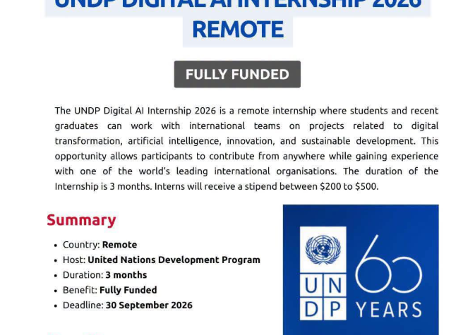 Paid UNDP Digital AI Internship 2026 – Remote