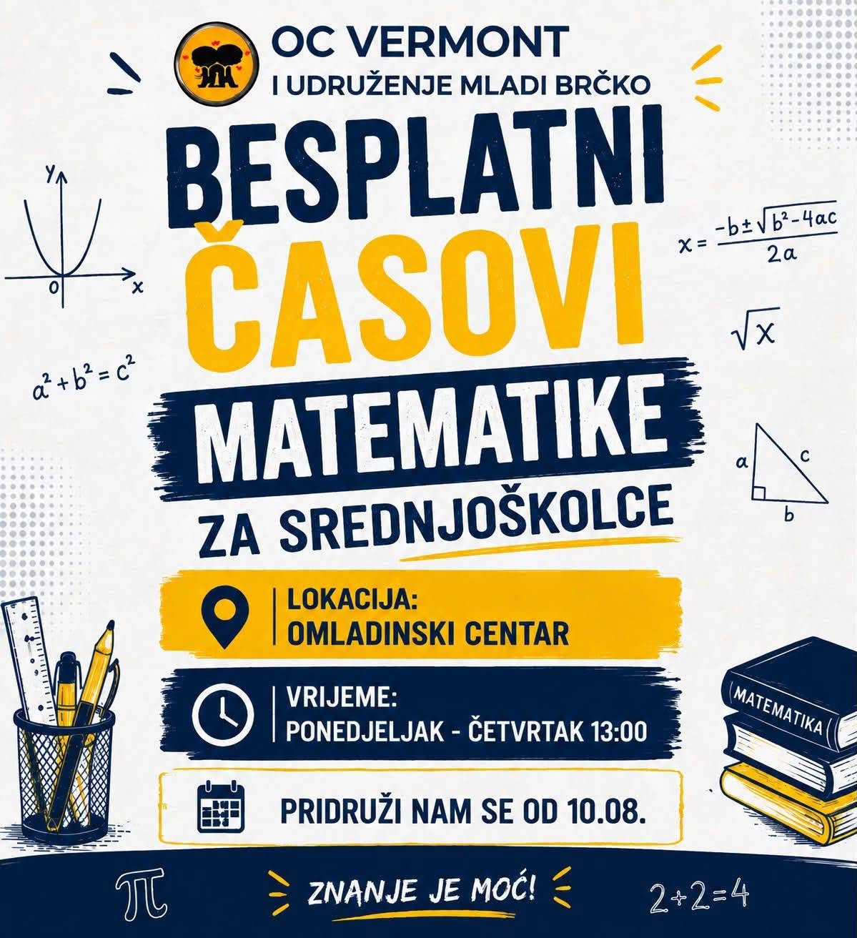 Besplatni časovi matematike za srednjoškolce!