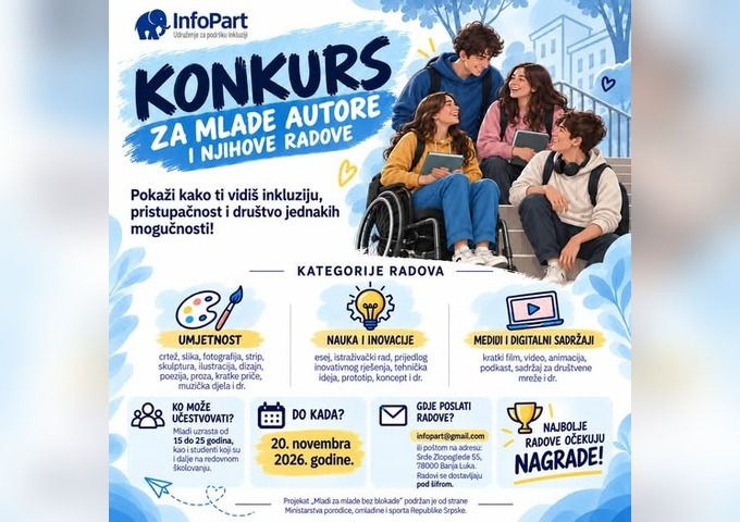 Konkurs za mlade autore: Predstavi svoju ideju o inkluziji i pristupačnosti!